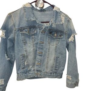 Distressed Light Blue Jean Jacket